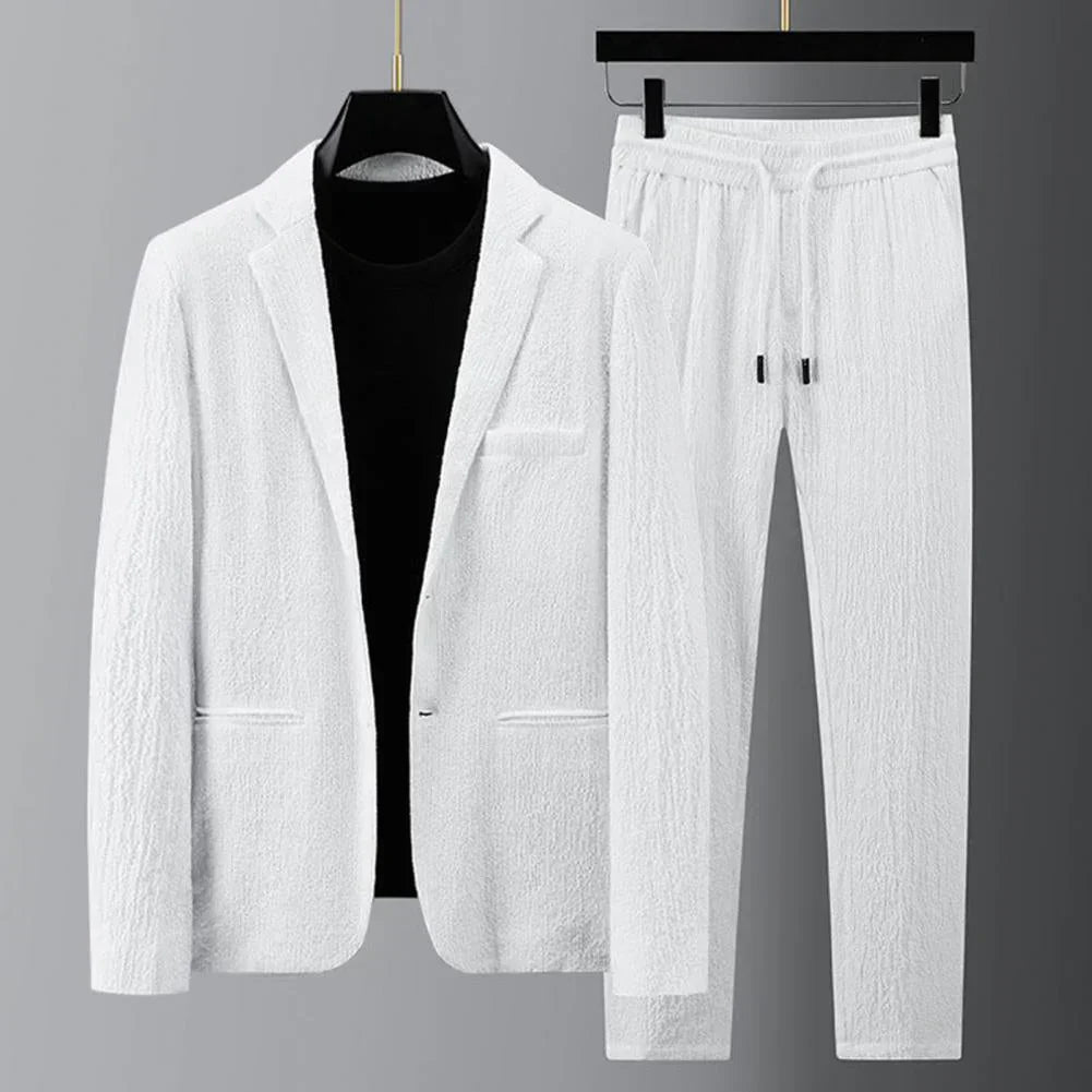 Herren Blazer Kordelzughosen Set