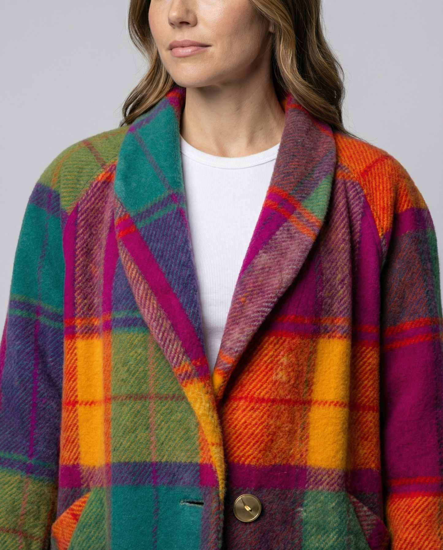 Damen Oversized Karo Jacke