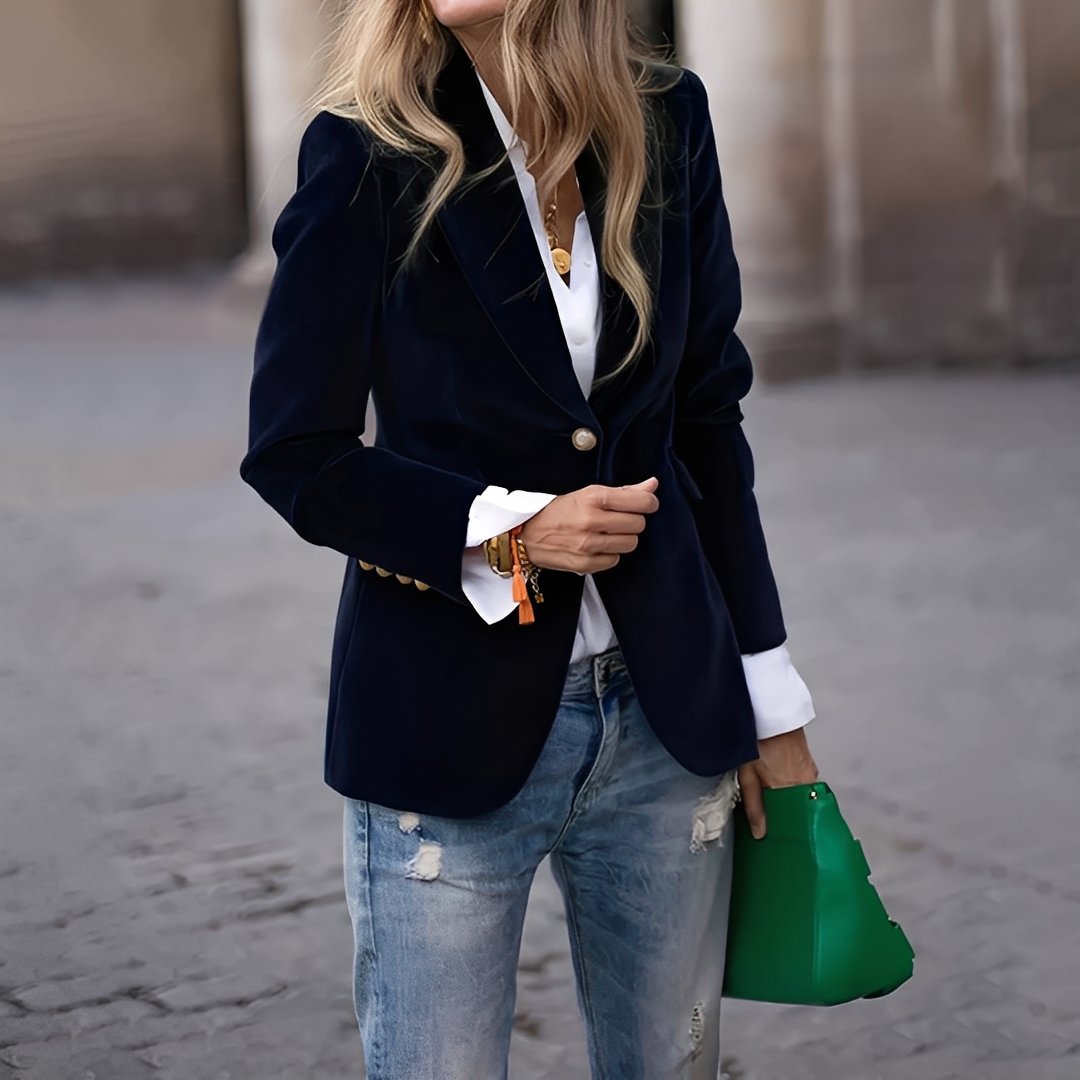 Damen Knopfjacke Klassisch Leger