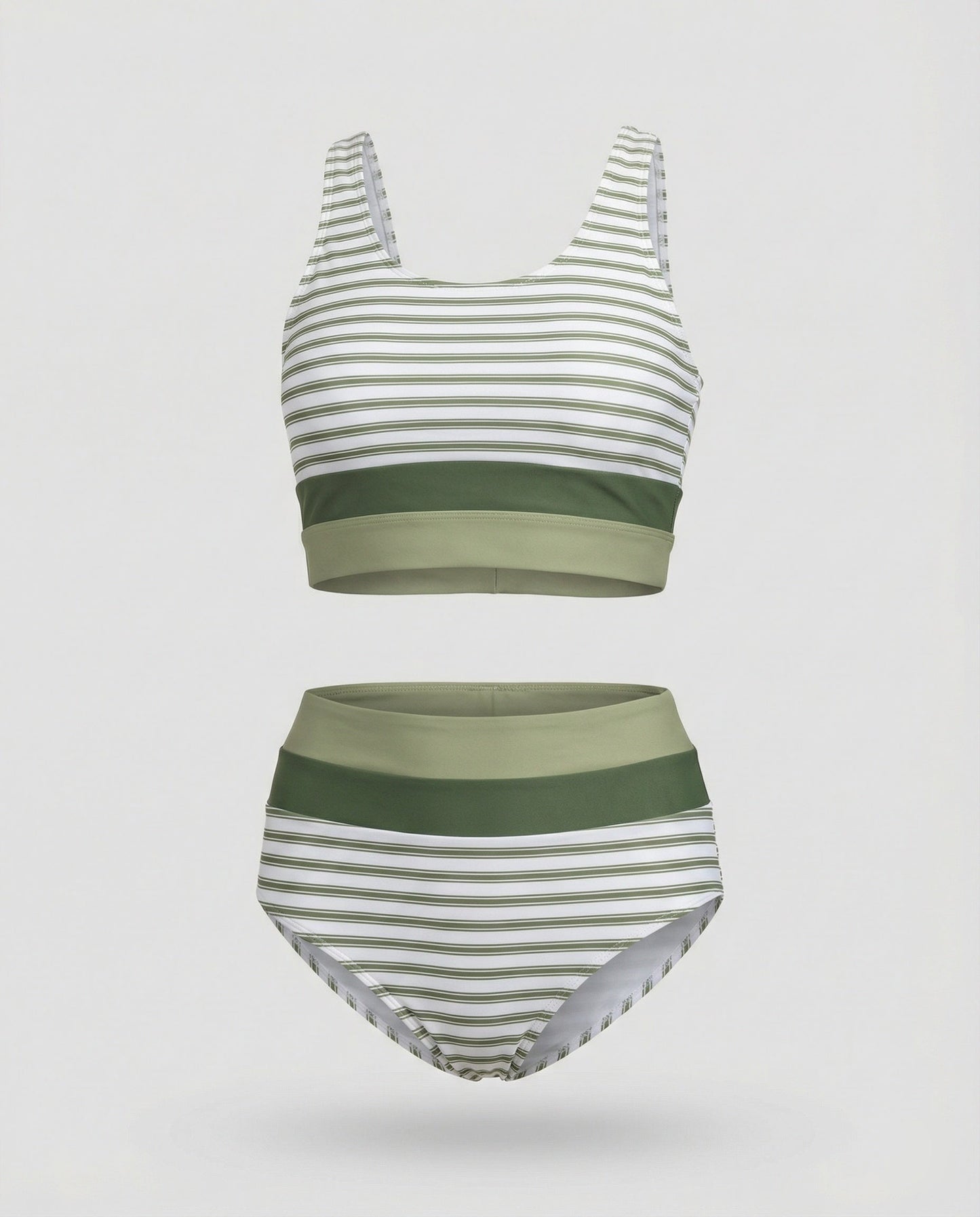 Norvielle Damen Bikini Set Streifen Reißverschluss
