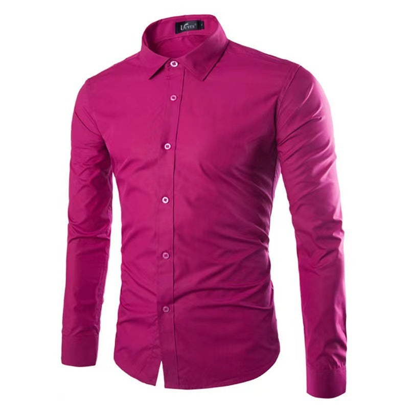 Herren Slim-Fit Hemd Atmungsaktives Bügelfrei