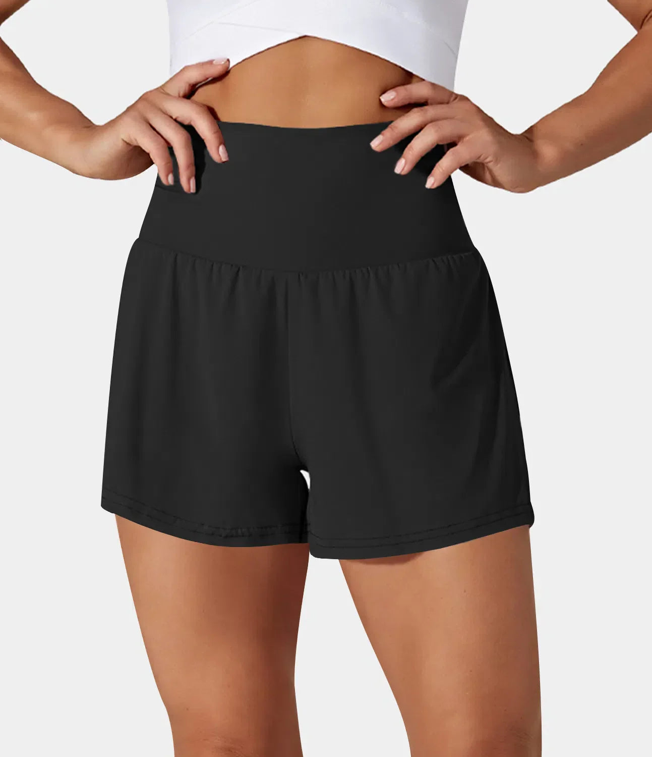 Damen Yoga-Shorts 2-in-1 Multifunktionshose mit Taschen