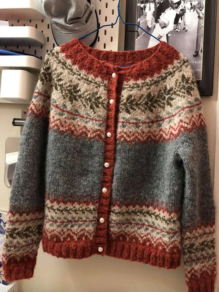 Norvielle Damen Strickjacke Wolle Baumwolle - Norvielle