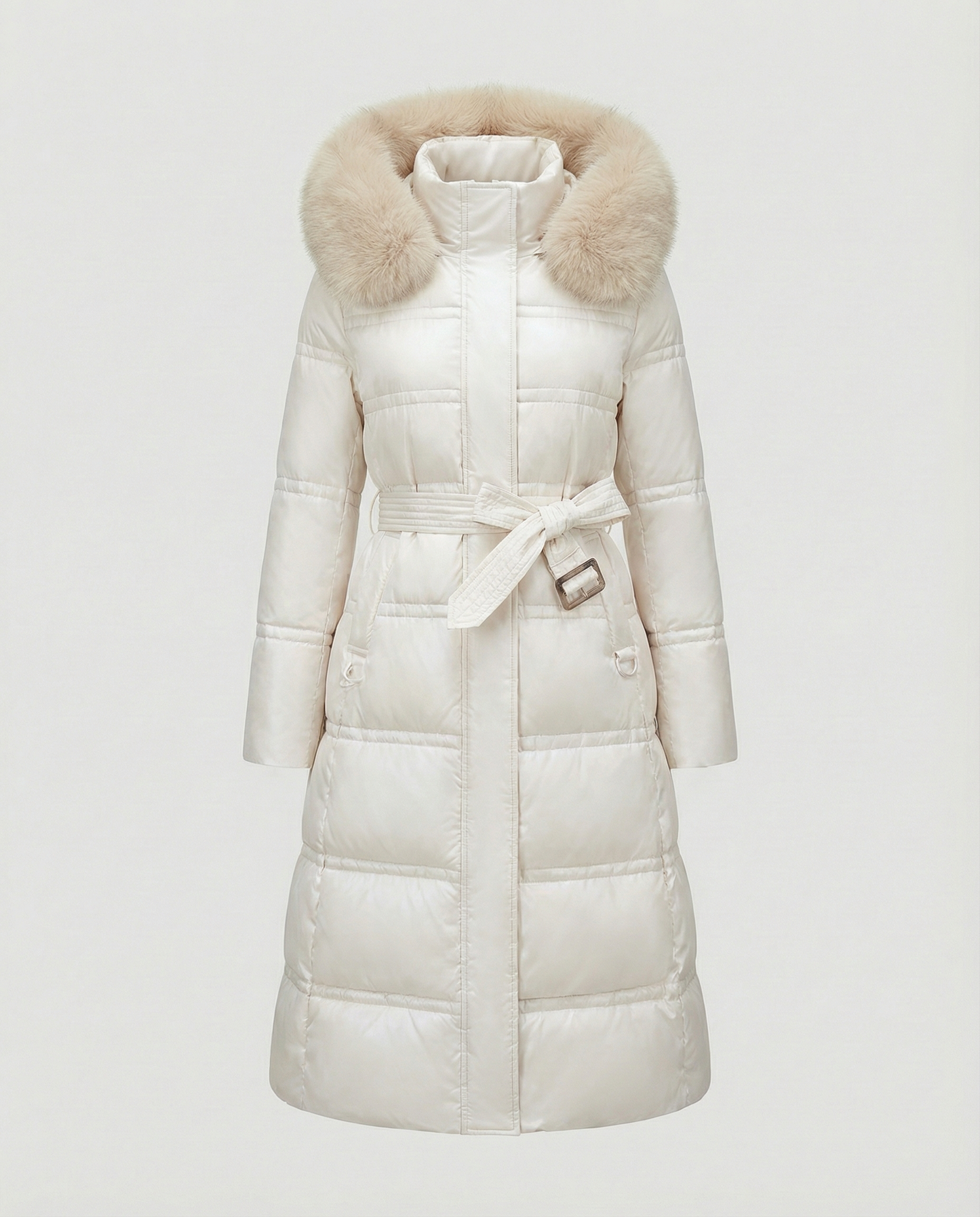 Damen Wintersteppmantel Lang Lederoptik