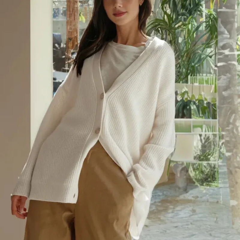 Norvielle Damen Cardigan Zopfmuster Fein
