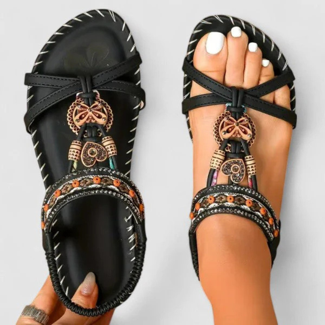 Damen Riemchen Sandalen Flach Offene Zehen