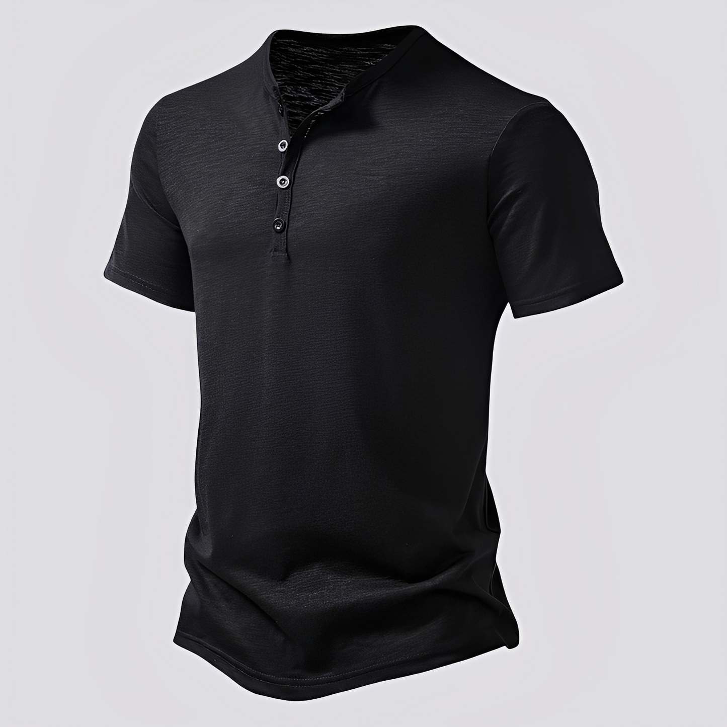 Herren T-Shirt mit Knöpfen Baumwolle Weiß