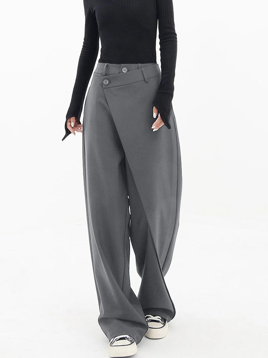 Damen Highwaist-Hosen Weite Bein Baumwolle