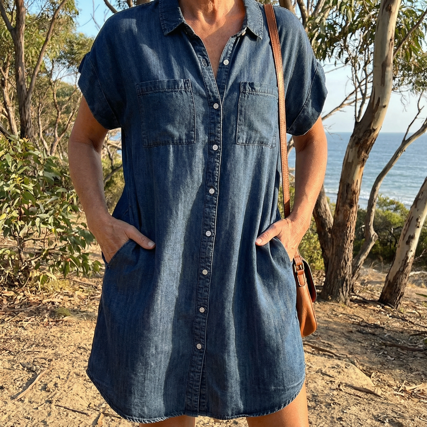 Lässiges Damen Denim Druckkleid