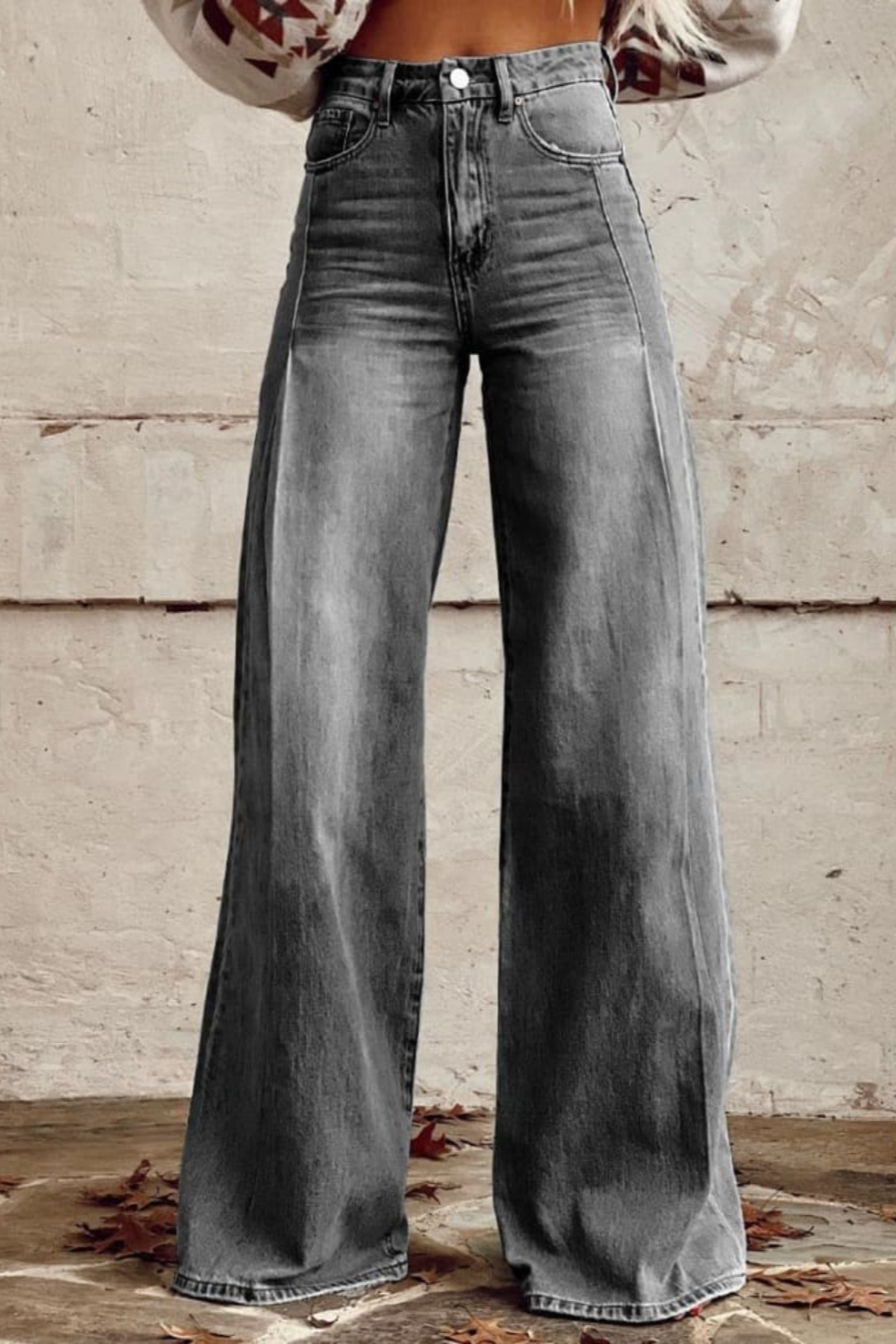 Damen Denim-Hosen Weites Bein