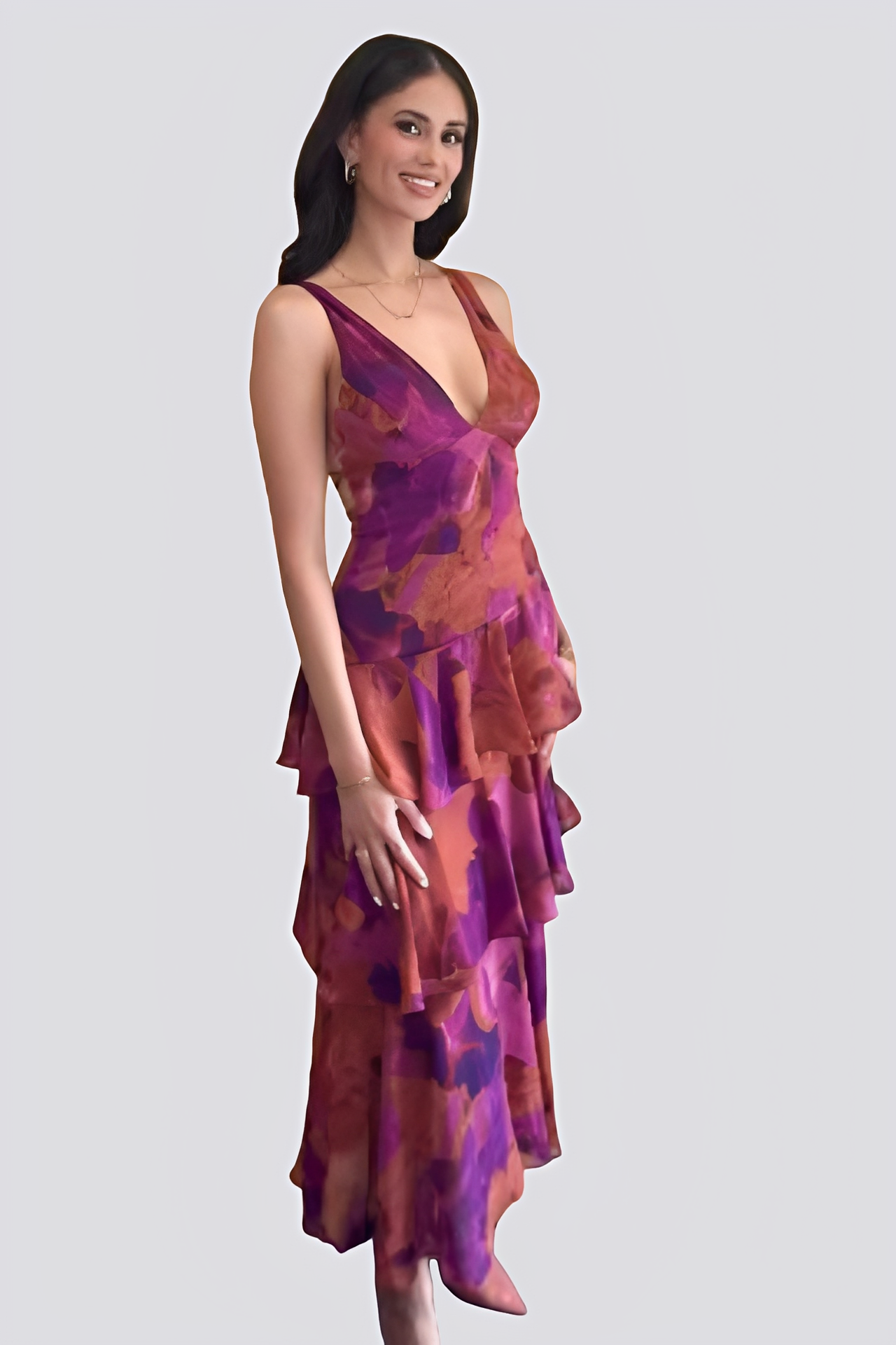 Damen Maxikleid Rückenfrei Blumenmuster