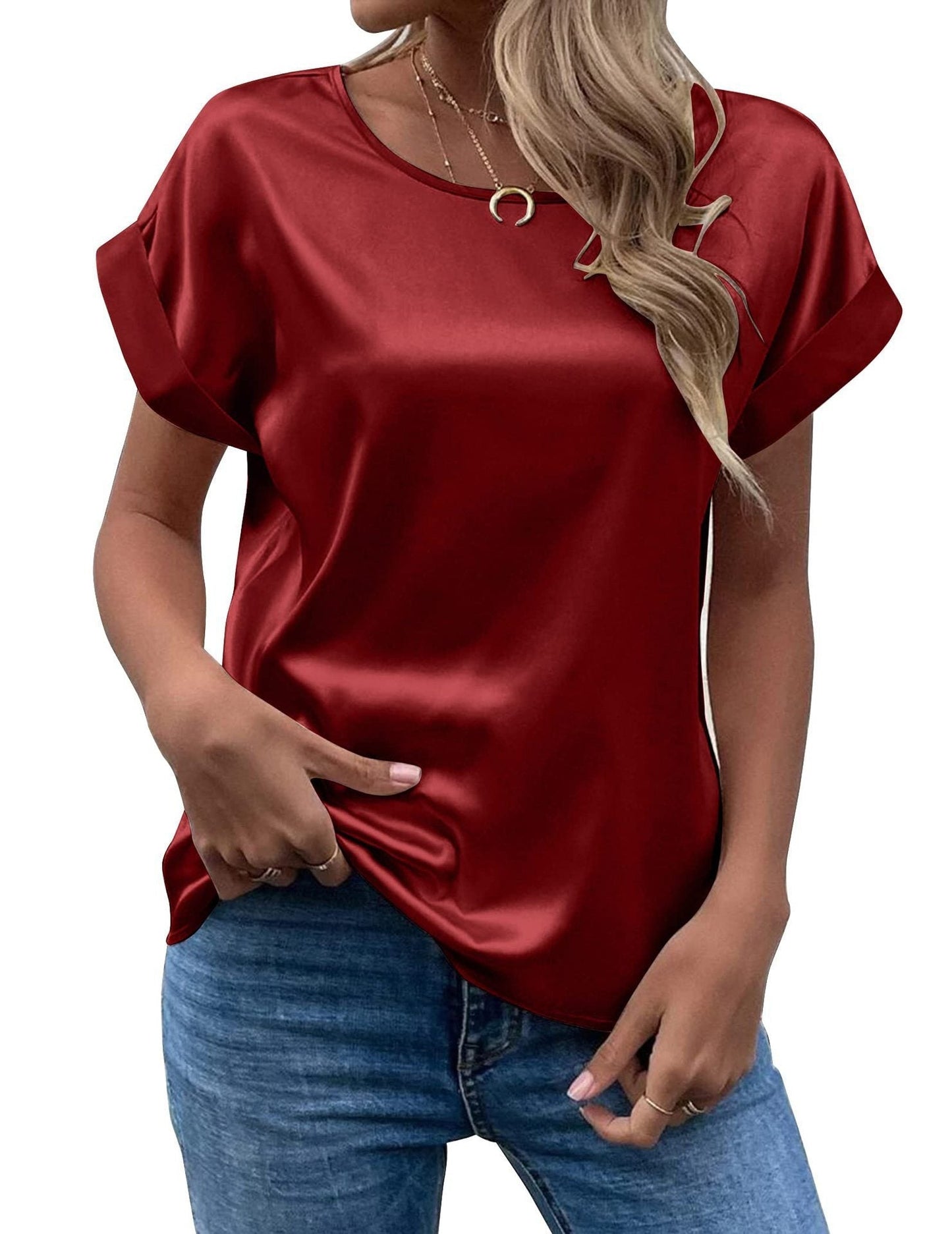 Damen Kurzarm-Oberteil Lockeres Design