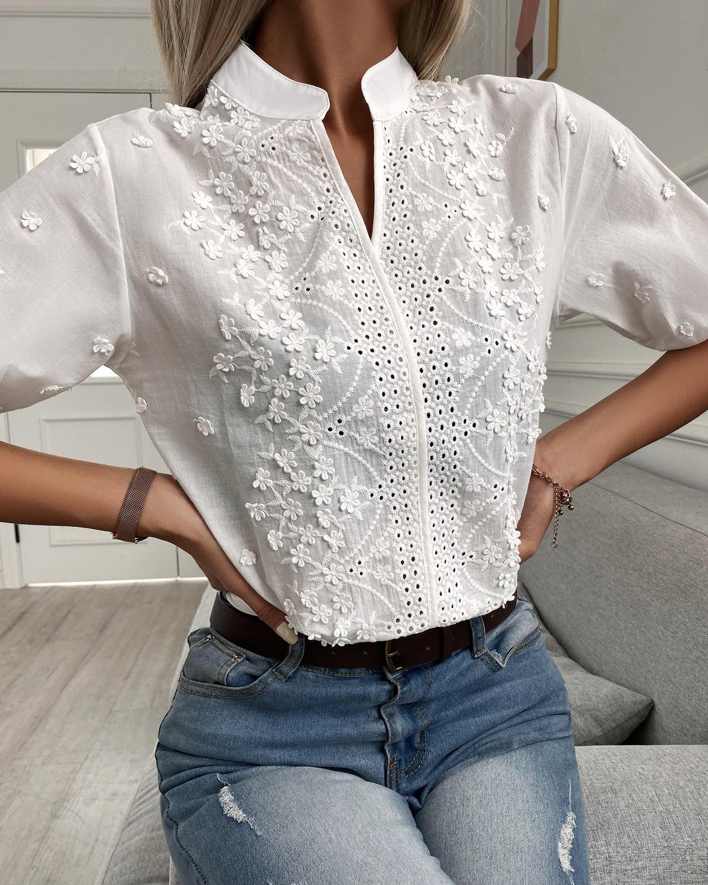 Damen Bluse Weite Ärmel Modisch - Norvielle