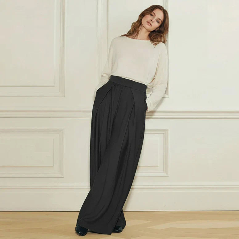 Valenya Damen High-Waist Palazzo-Hose Faltenrock