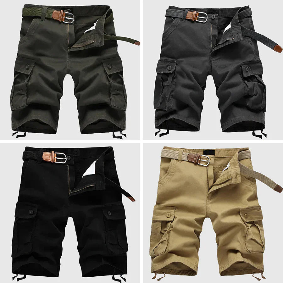 Herren Cargo Shorts Baumwolle Bequem Grau