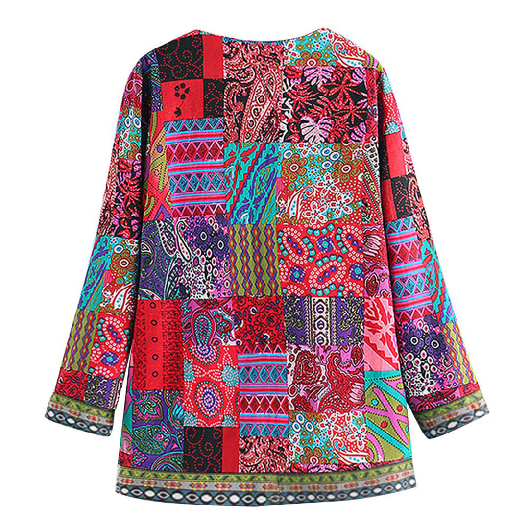 Damen Boho Patchwork Jacke