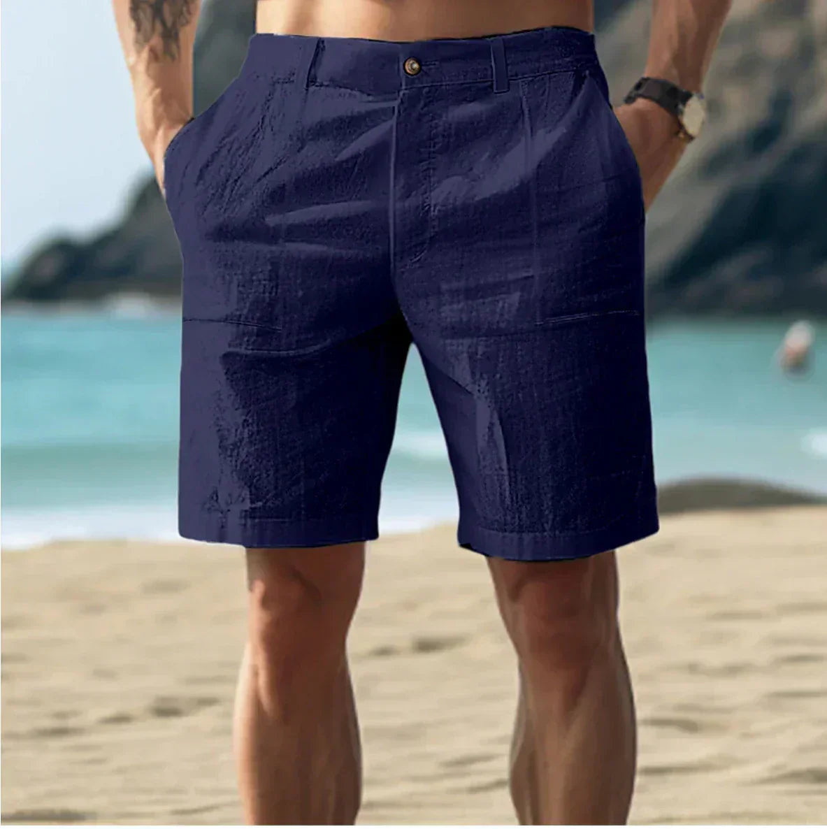 Herren Strandshorts Klassische Passform Freizeit Beige