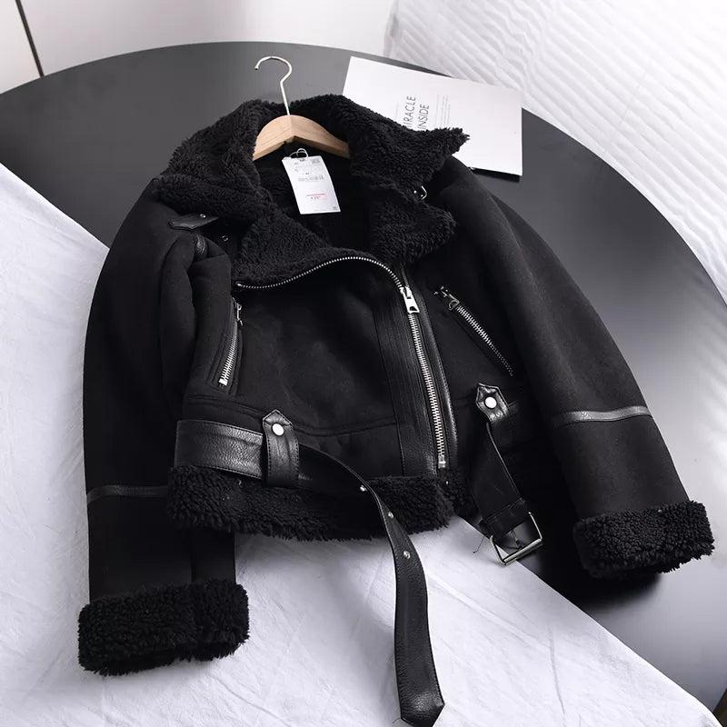 Norvielle Damen Winterjacke Wildleder Elegant