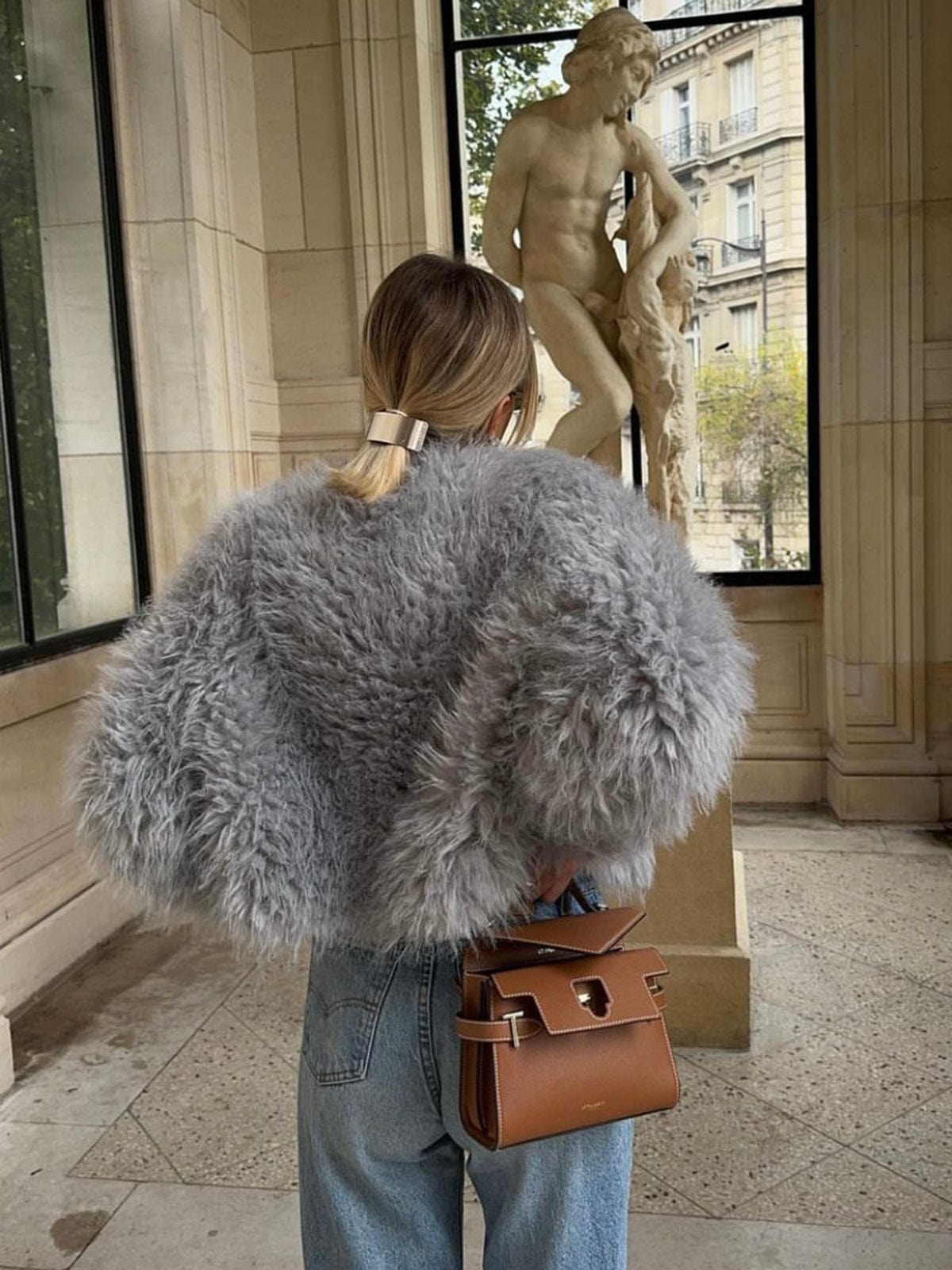 Eleganter Damen Kurzmantel Fausse Fourrure