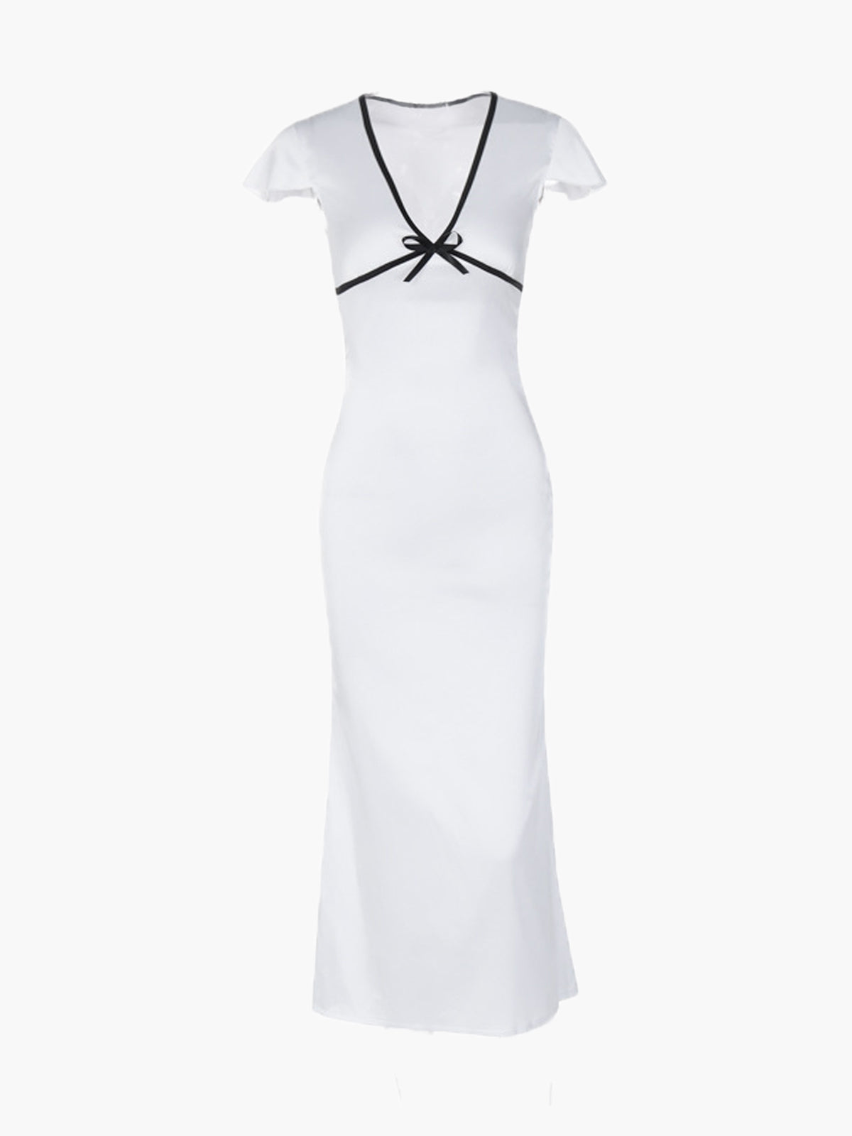 Liora Damen Midi-Kleid Weiß Kontrastdetails