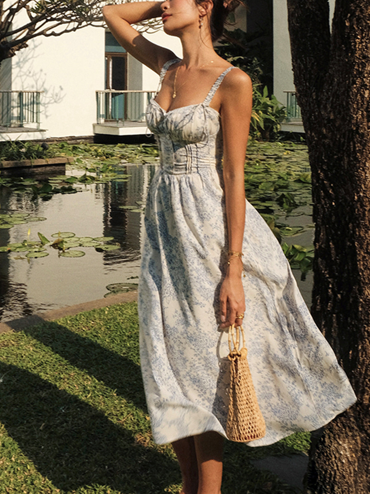 Norvielle Damen Midi Kleid Blumenmuster