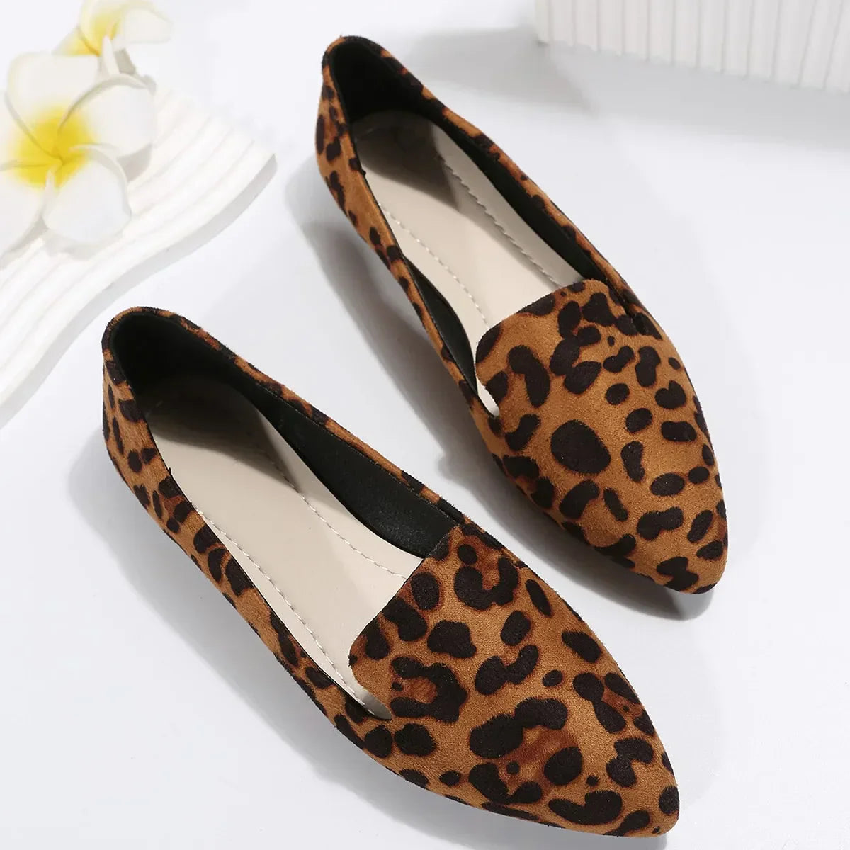 Norvielle Damen Orthopädische Loafers Leopard Spitze