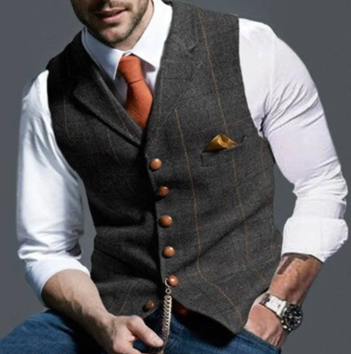 Herren Karomuster Weste Business Hochzeit
