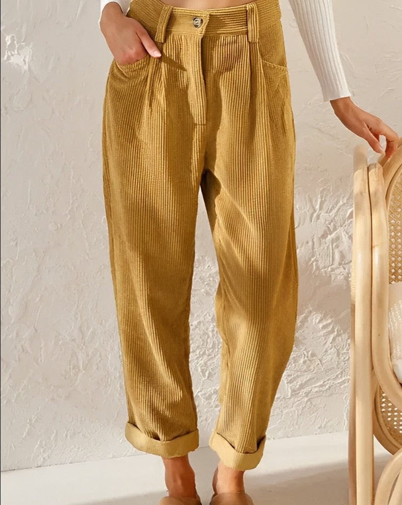 Norvielle Damen Cordhosen Hochbund Elegant
