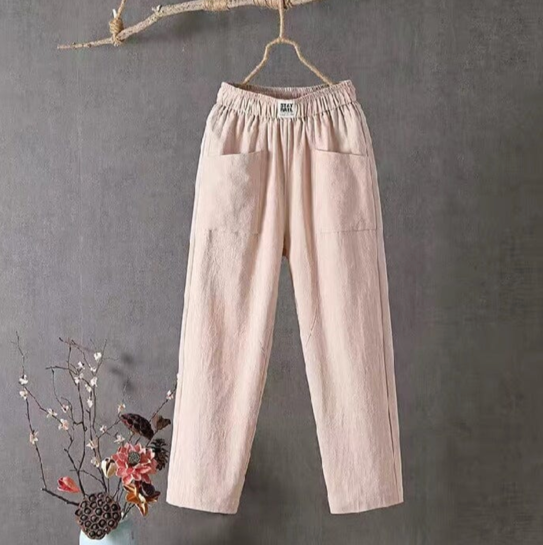 Norvielle Damenlässige Baumwollhose Elastischer Bund
