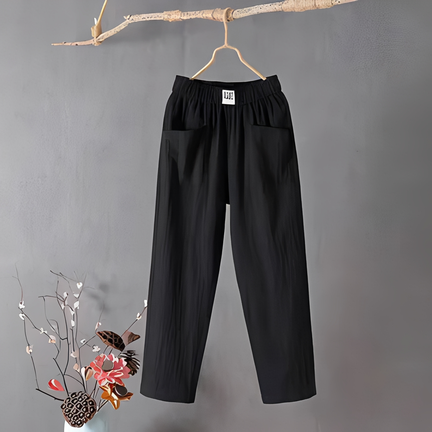 Damen Bequeme Gerade Hosen Baumwolle