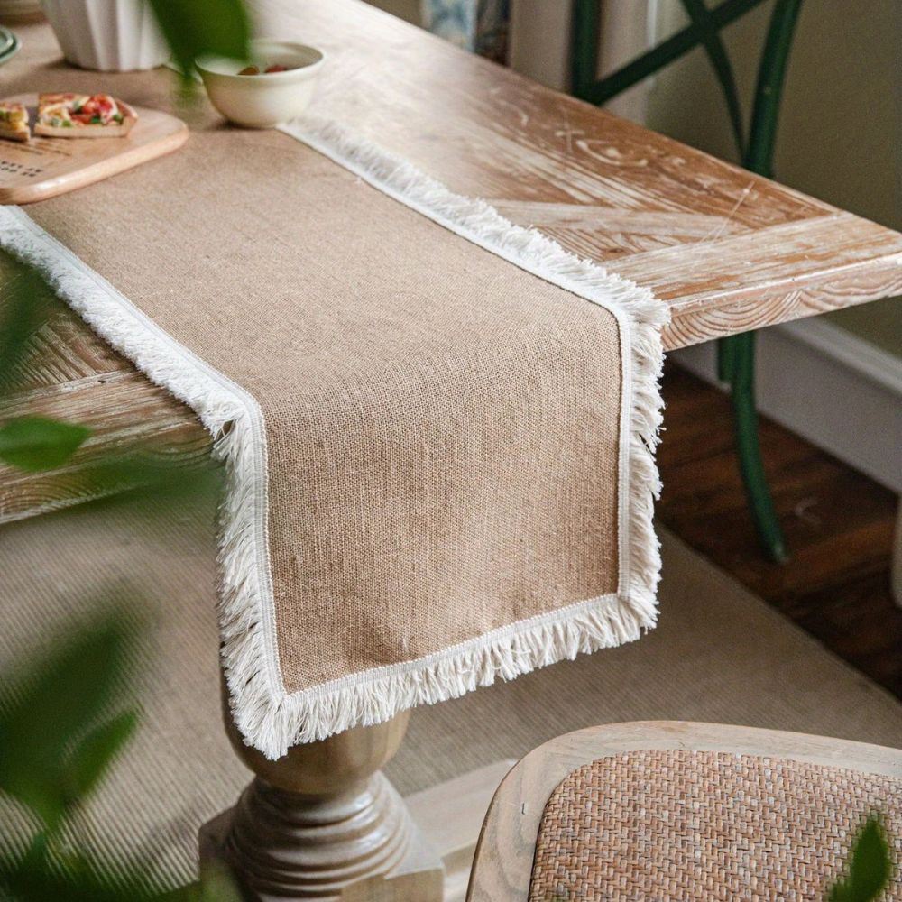 Jute Tischläufer Boho Stil Natur