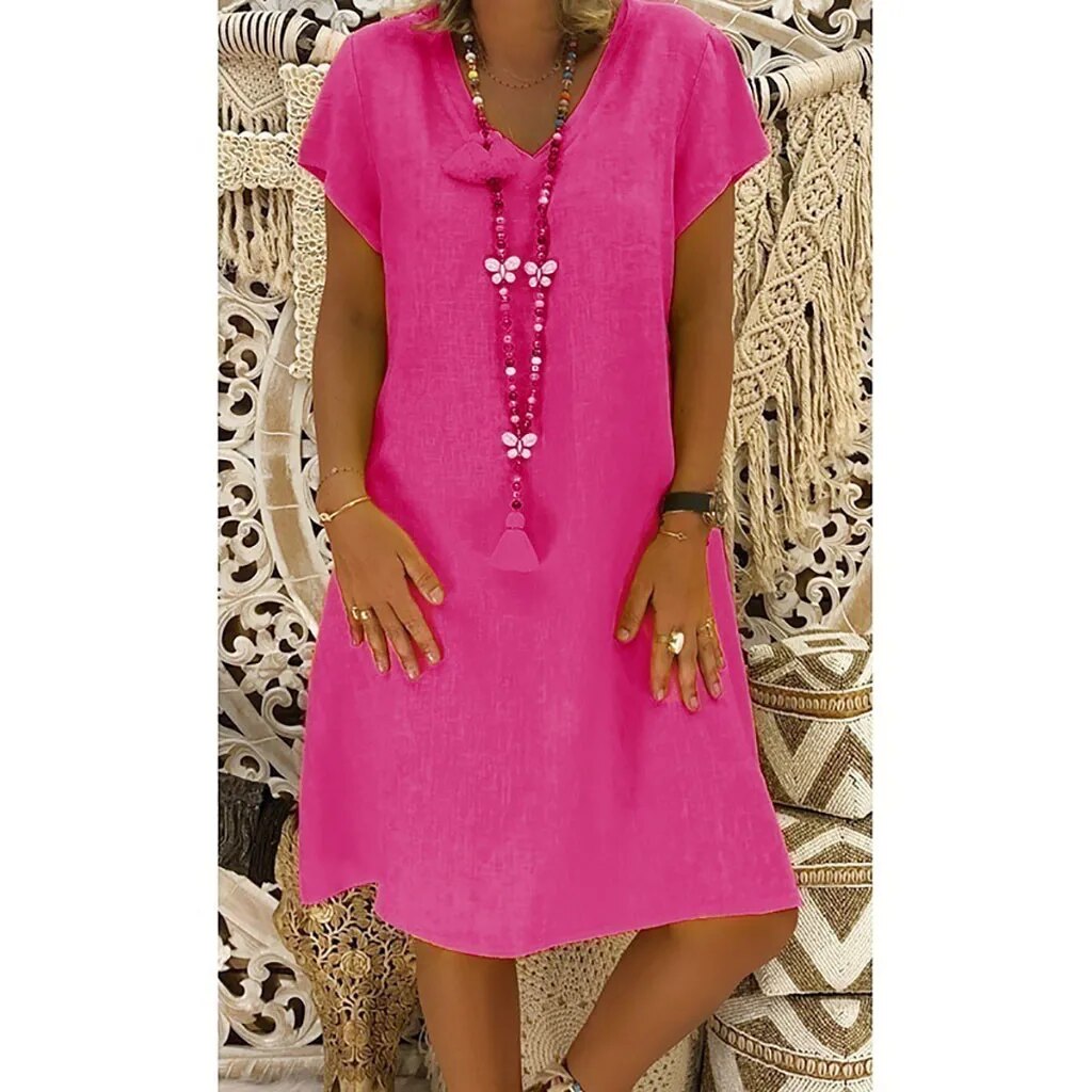 Damen Kleid Bequem Leicht Locker