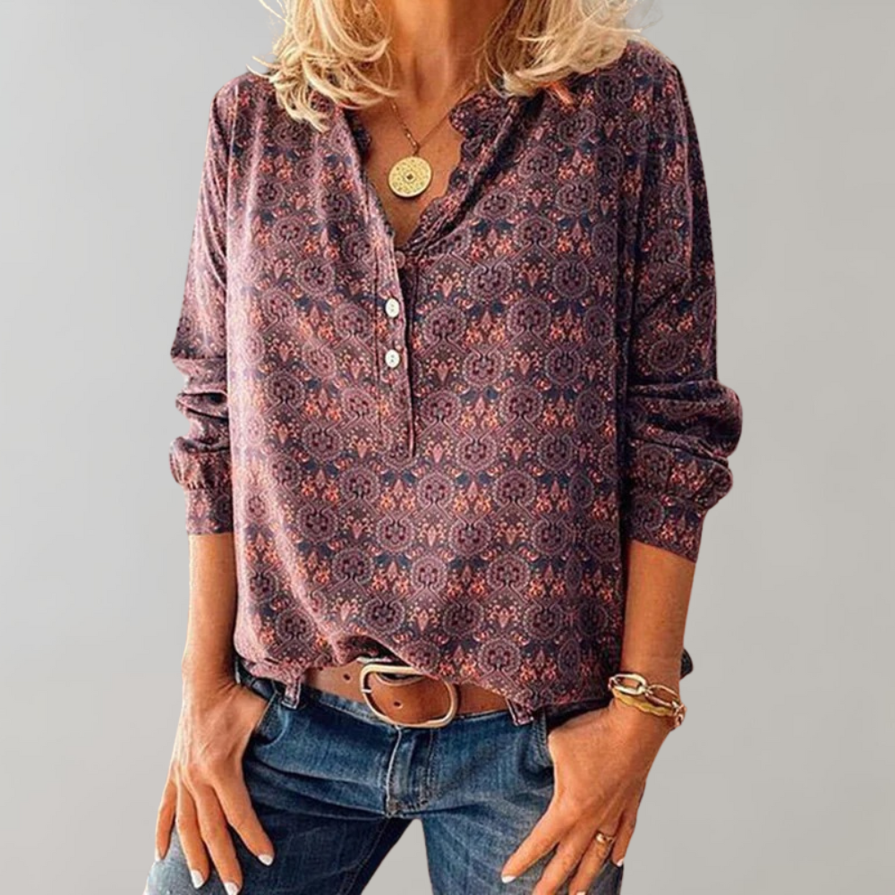 Damenbluse Boho-Print