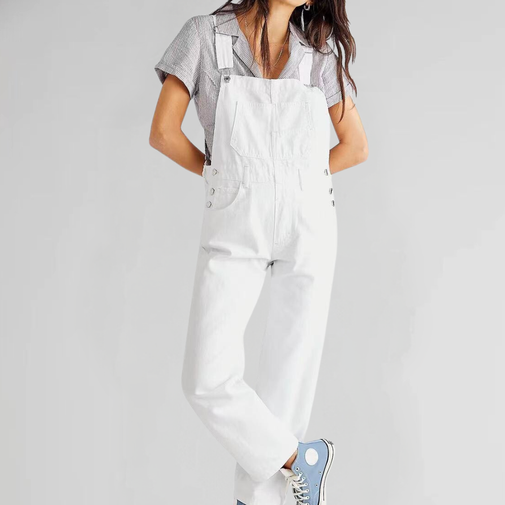 Damen Latzhose Denim Cross-Back-Design