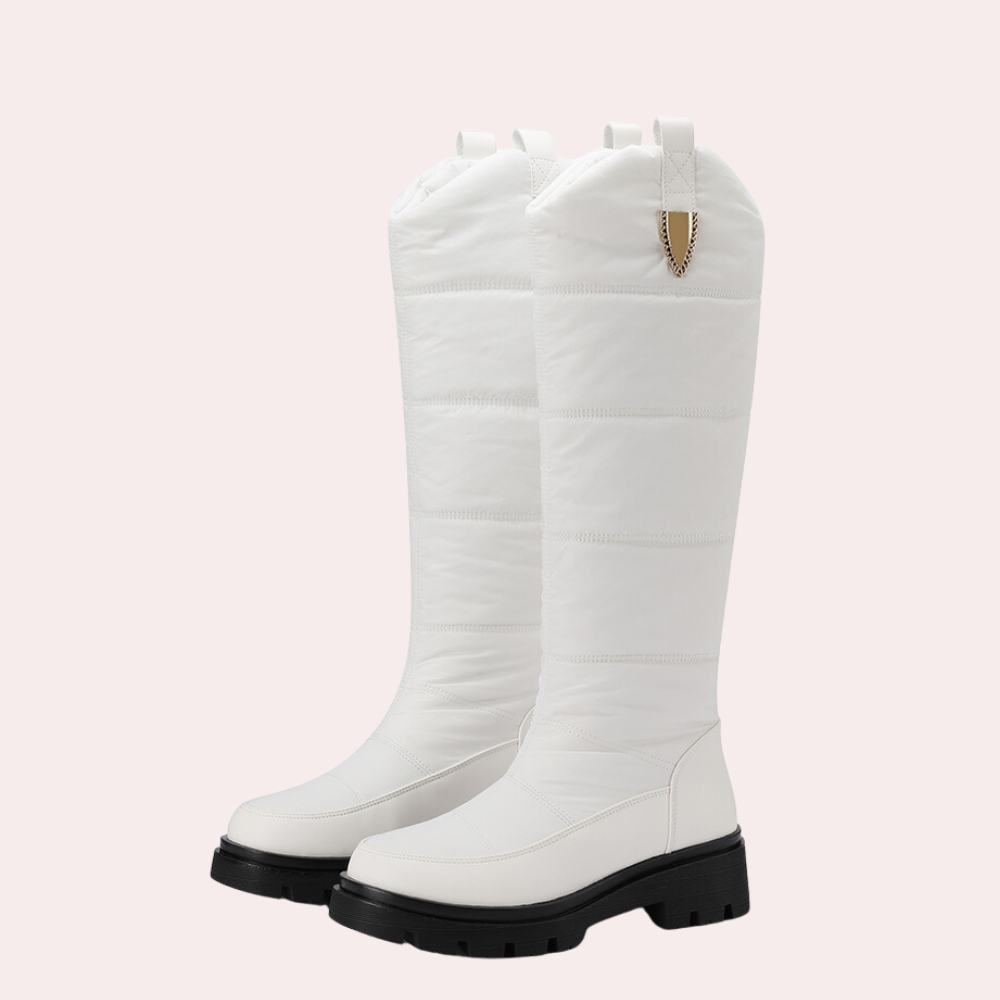 Damen Kniehohe Stiefel Robust Poliert Glatt