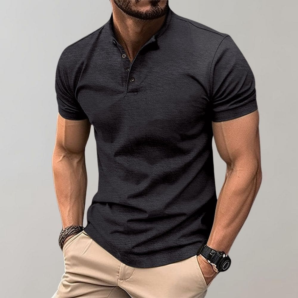Herren Kurzarm-Polo-Shirt Knopfleiste Weiß