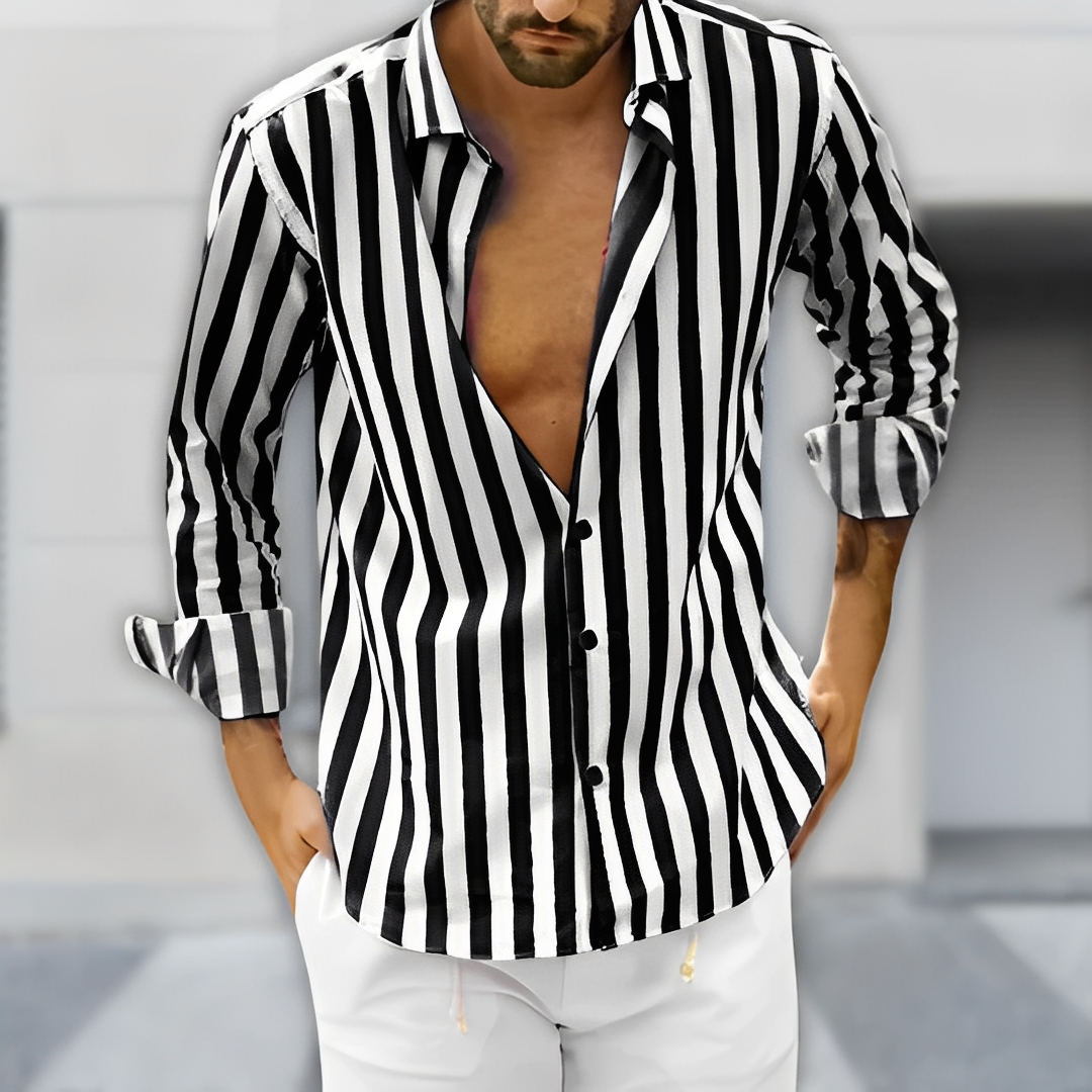 Herren Sommerhemd Streifen Baumwolle