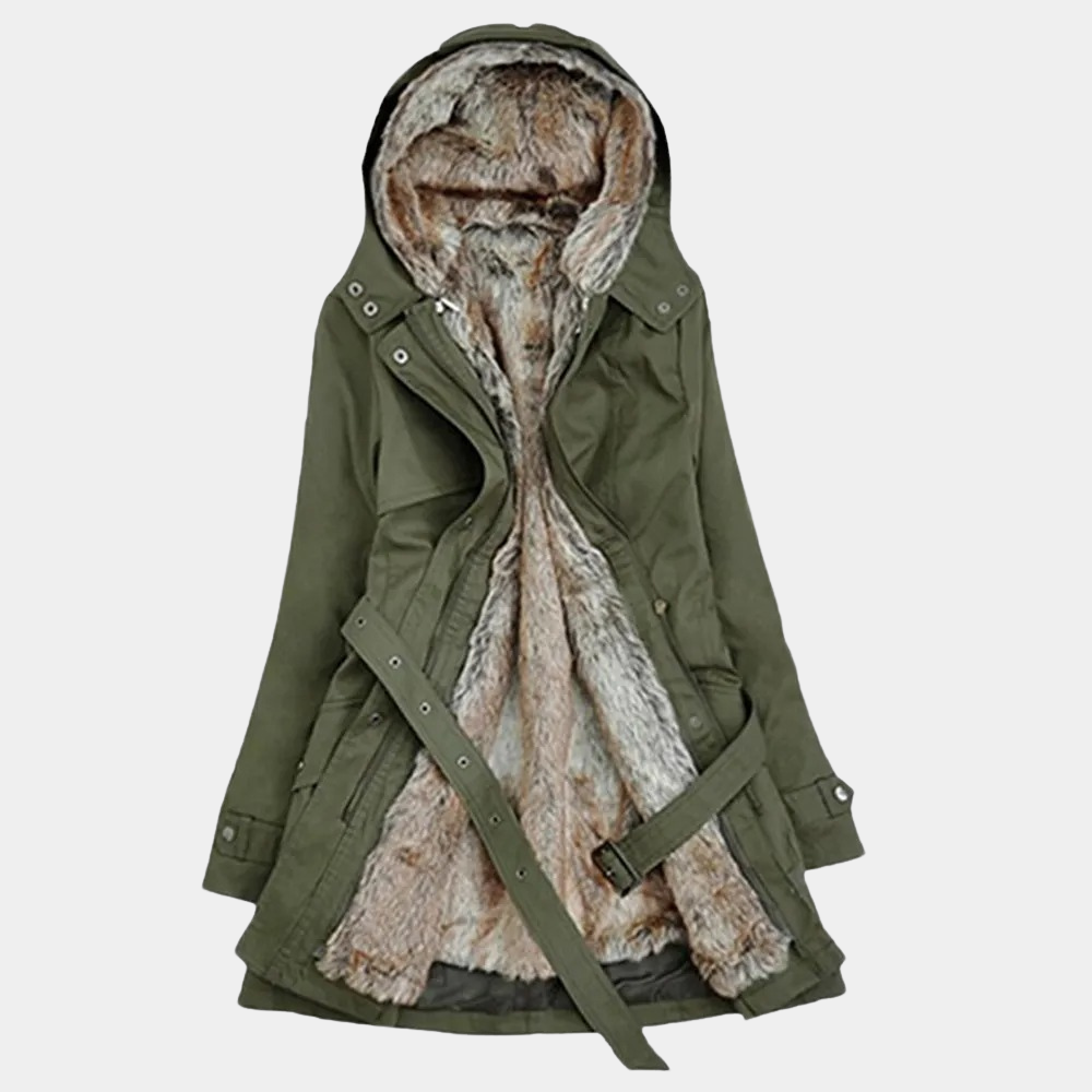 Damen Winterparka Kapuze Warmes Fellfutter