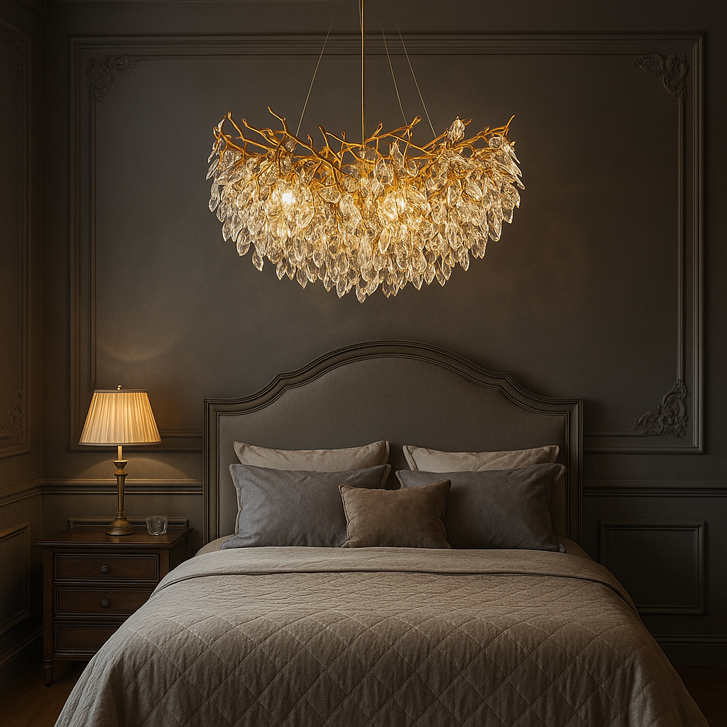 Runde Kristall-Deckenleuchte Weiss