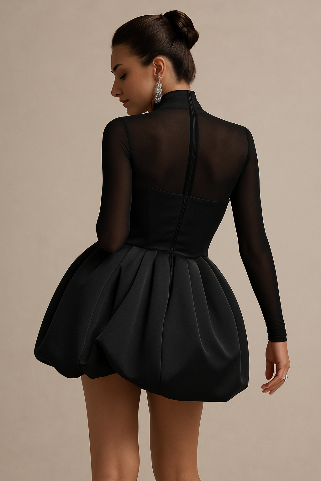 Damen Kleid Kurz Volants V-Ausschnitt
