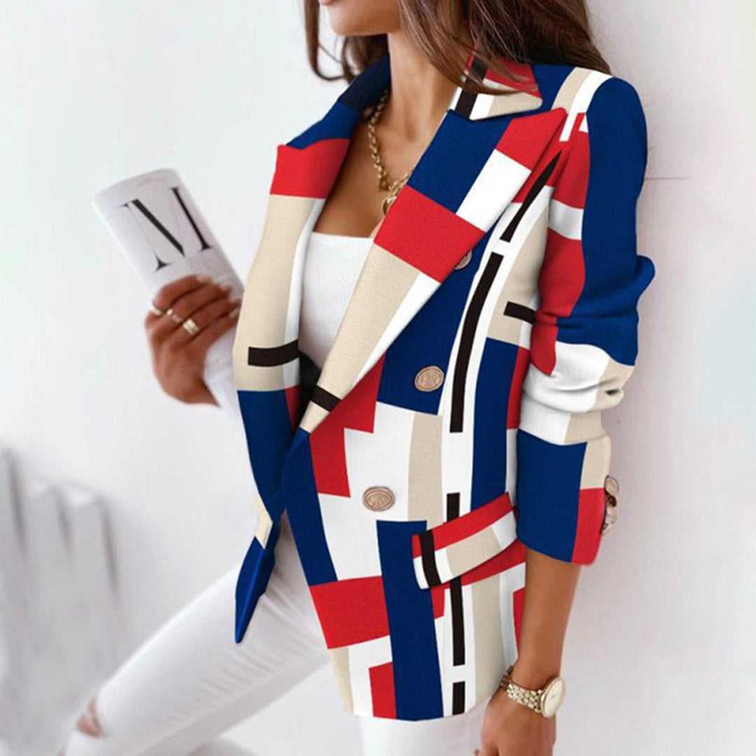 Damen Blazer Kariert Taillierte Passform Elegant