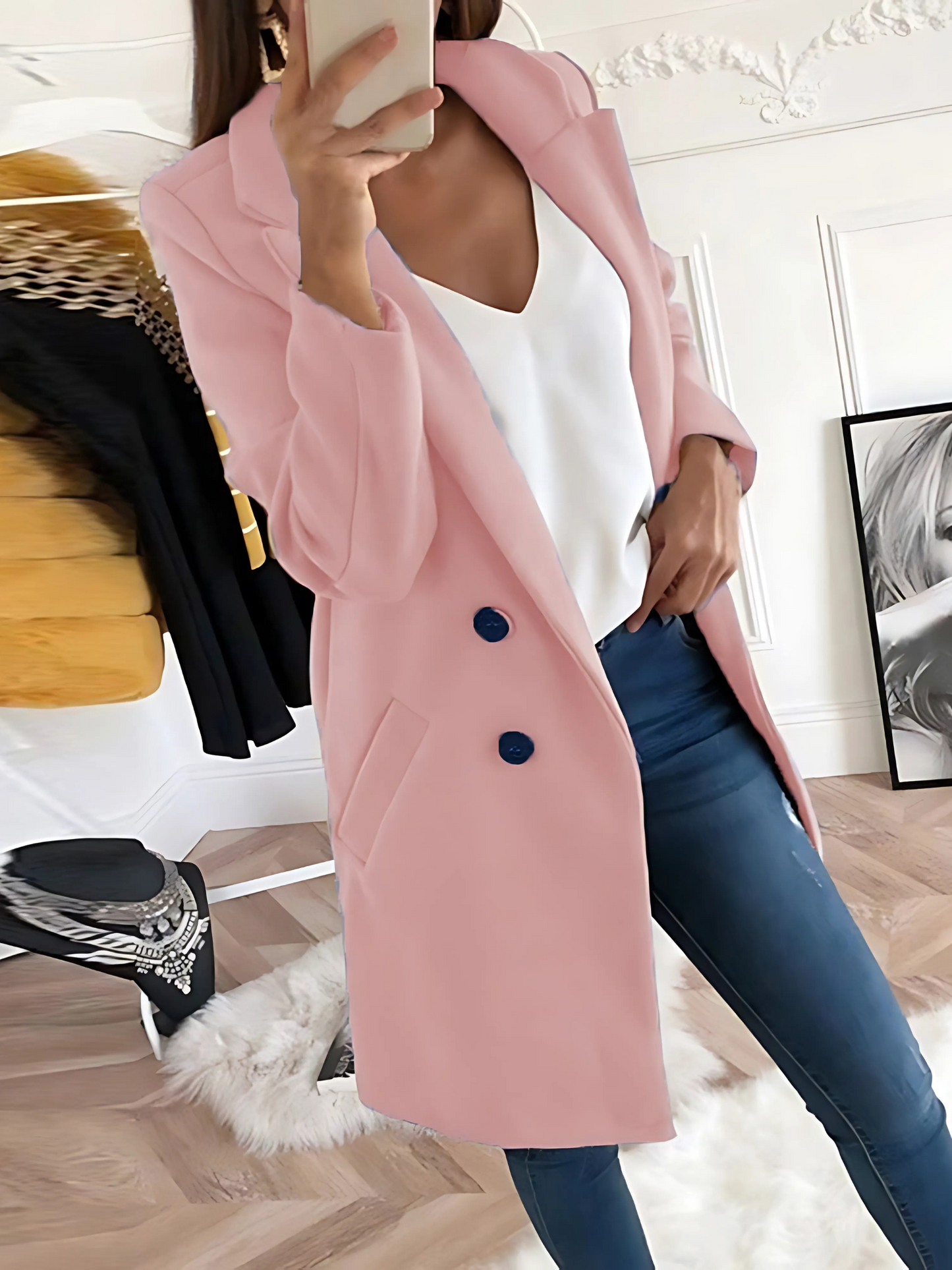 Damen Wintermantel Langarm Schick Design