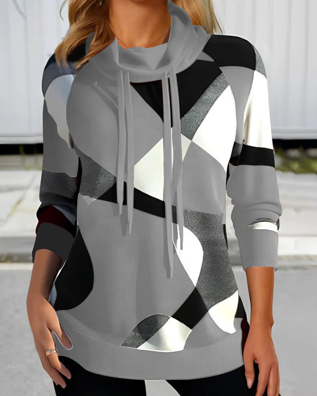 Norvielle Damen Sweatshirt Geometrisches Muster
