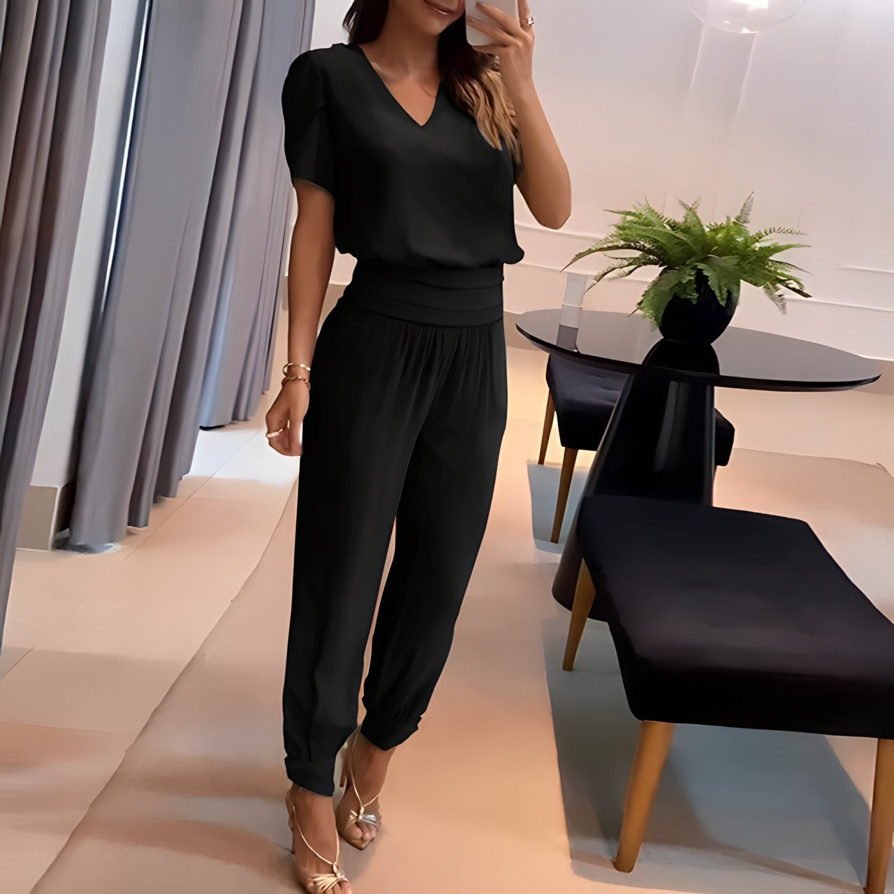 Norvielle Damen Set Bluse Hose Bauchbedeckung