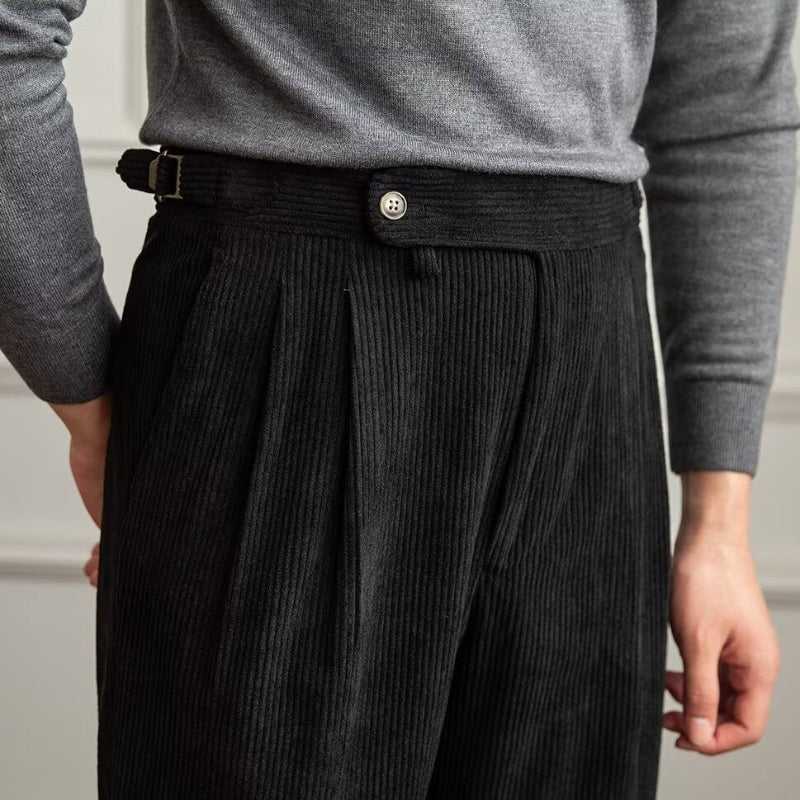Herren Cordhosen Hohe Taille Gefaltet