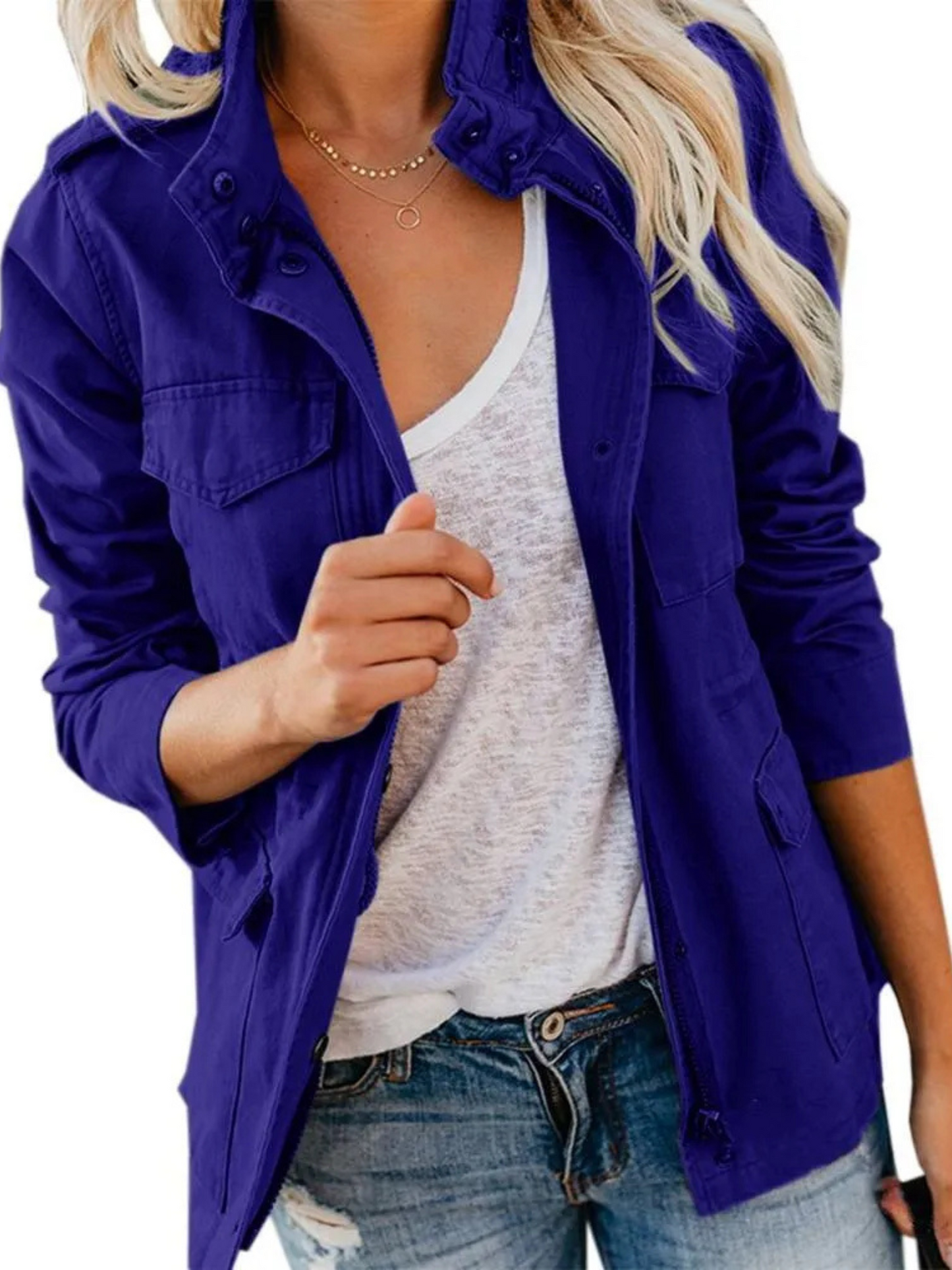 Damen Jacke Baumwollmischung Reguläre Passform