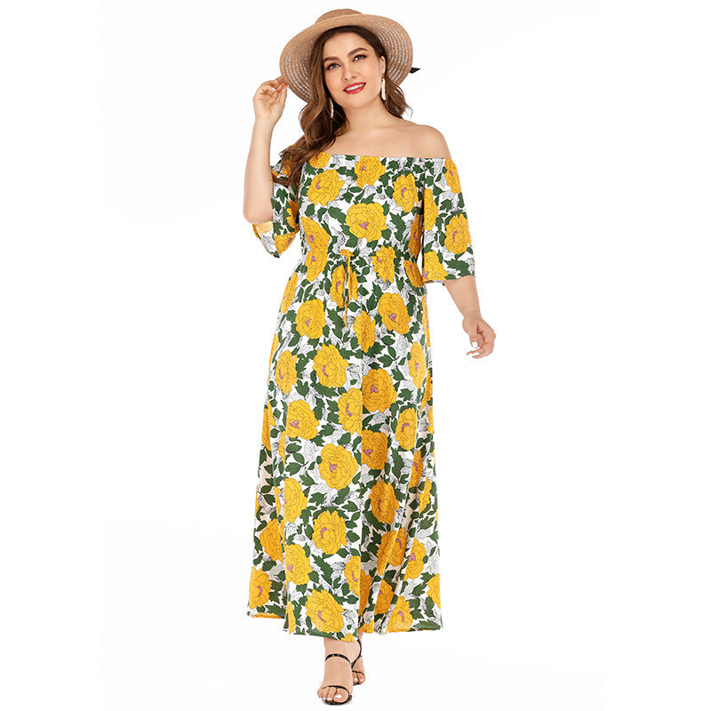 Damen Boho Kleid Blumenprint Groß - Norvielle