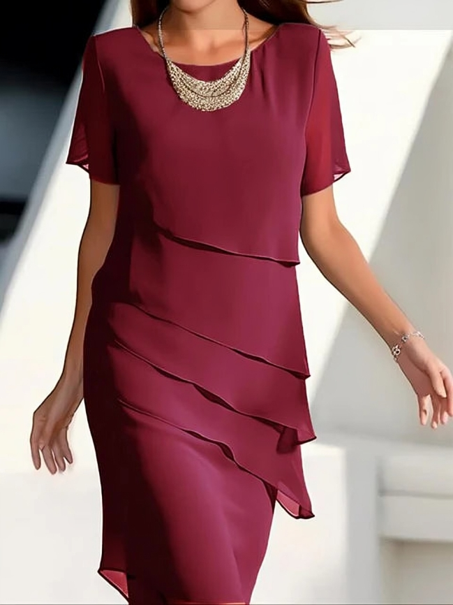 Elegantes Damen Midikleid Lagenkleid