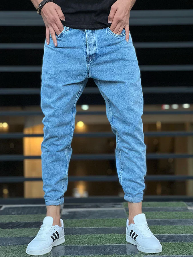 Herren Denim-Jogger hellblau lockere Passform - Norvielle