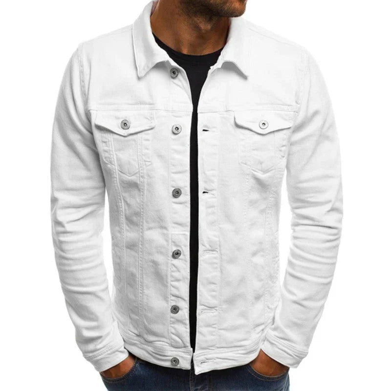 Herren Denimjacke Maßgeschneiderte Passform Strapazierfähiger Denim